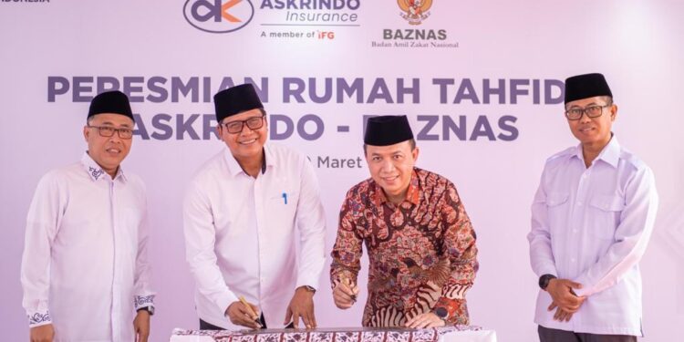 Askrindo bersinergi dengan Badan Amil Zakat Nasional atau Baznas hari ini meresmikan Rumah Tahfidz di Desa Cibungbulang, Kabupaten Bogor, Jumat (10/3/2023). (Dok Askrindo)